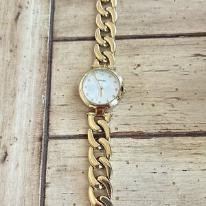 Fossil Women's Polished Gold Stainless Steel Bracelet Rhinestone Watch ES3391